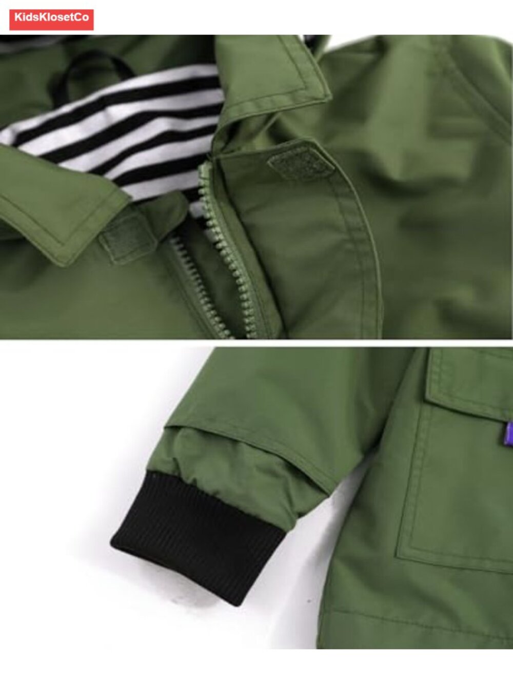 Kids Waterproof Rain Jacket Hooded Cotton Lined Windbreaker - Picture 3 of 5